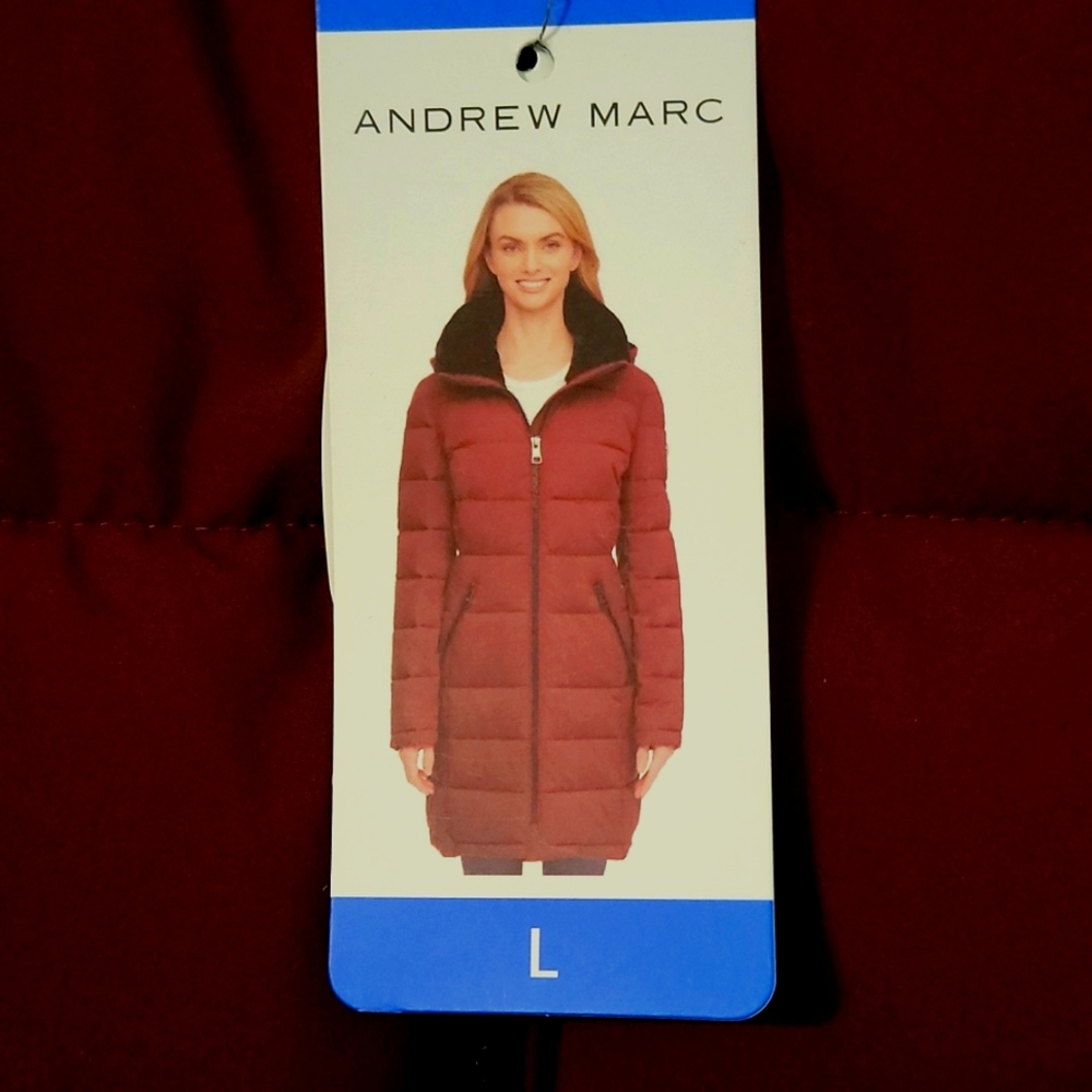 Andrew Marc Long Winter Coat Jacket Burgundy
